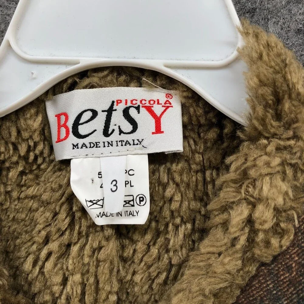 Vintage Betsy Italy Kids 3T Faux Suede Sherpa Vest Boho‎ Earthy Western